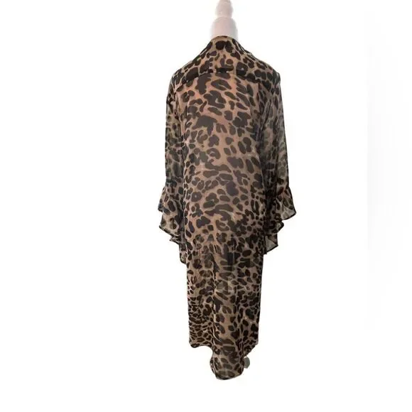 SHEER LEOPARD ANIMAL PRINT‎ KIMONO, XL - Picture 8 of 9